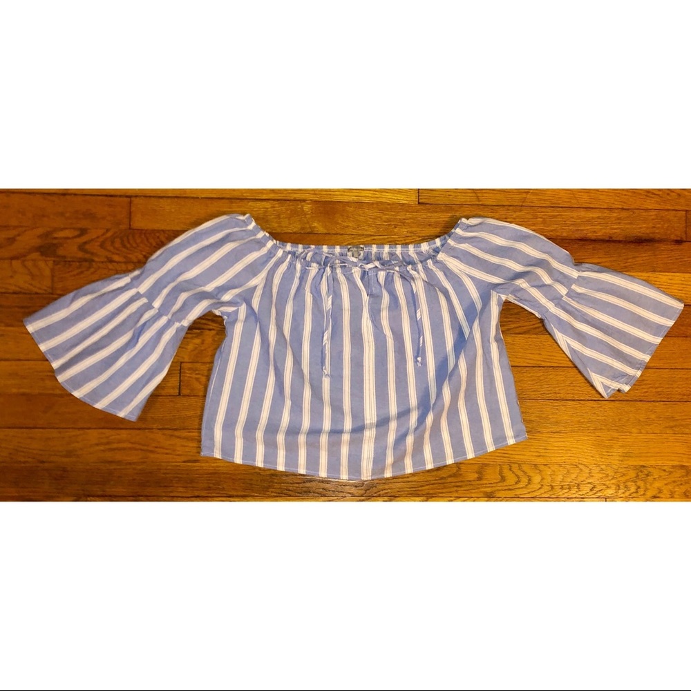 Charlotte Russe Blue Striped Off Shoulder Top